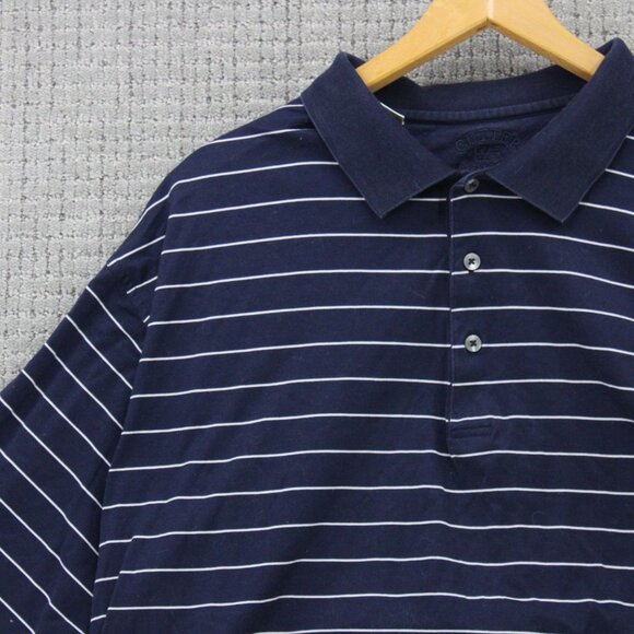 Cutter & Buck Polo Shirt Mens 2XL Navy Blue Striped Casual Signature Collection - Picture 3 of 10
